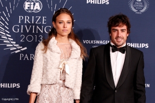 Fernando Alonso with girlfriend Dasha Kapustina at the FIA Gala in Paris 2013 / Image: Copyright Ferrari