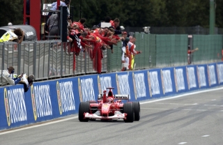 Michael Schumacher wins the 2002 Belgian Grand Prix / Image: Copyright Ferrari