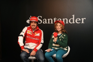 Fernando Alonso’s first interview of 2014 was granted to a definitely special and lucky journalist. Daniela is a nine year old Spanish girl who won the “Journalist for a day” competition organised by the Santander Bank / Image: Copyright Ferrari