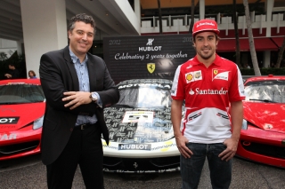 Fernando Alonso made a stop in Miami to celebrate with Hublot the second anniversary of the sponsorship / Image: Copyright Ferrari